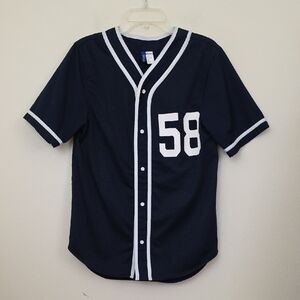 Divided H&M Navy Blue & White Short Sleeve S